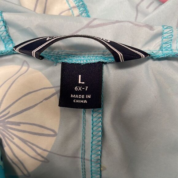 Lands End wind breaker jacket.  Size girls large.  Floral spring print. Like new - Picture 4 of 7